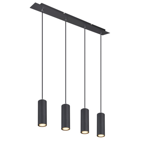 Závěsné svítidlo, kov černý, DxŠxV: 750x90x1500, bez žárovek 4xGU10, max. 35W 230V