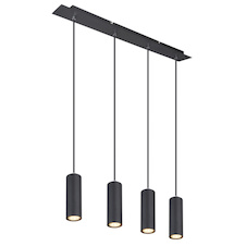 Závěsné svítidlo, kov černý, DxŠxV: 750x90x1500, bez žárovek 4xGU10, max. 35W 230V