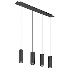 Závěsné svítidlo, kov černý, DxŠxV: 750x90x1500, bez žárovek 4xGU10, max. 35W 230V