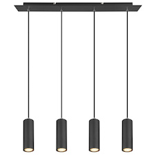 Závěsné svítidlo, kov černý, DxŠxV: 750x90x1500, bez žárovek 4xGU10, max. 35W 230V