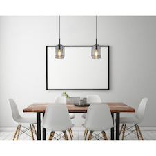 Závěsné svítidlo, kov černý, kouřové sklo, Ø130, V: 1200, bez žárovky 1xE27, max. 60W 230V