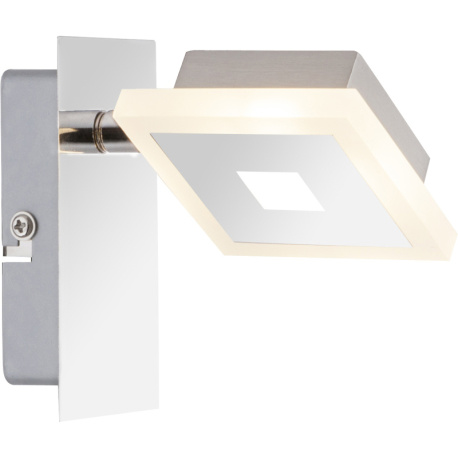 Nástěnné svítidlo, kov, chrom, satinovaný akryl, ŠxV:75x110, H: 125, včetně 1xLED 5W 230V, 210lm, 3000K.