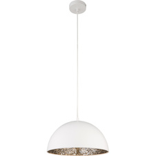 Závěsné svítidlo, kov, bílá, zrcadlo, stříbrná mozaika, Ø: 300, V: 1215, bez žárovky 1xE27, max. 60W 230V.