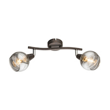 Nástěnné svítidlo, kov bronzové barvy, kouřové sklo, včetně LED 10585, DxŠxV: 280x97x211, včetně žárovek 2xE14 LED 4W 230V, 324lm, 3000K.