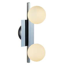 Stropní svítidlo, kov, chrom, sklo opál satinované, včetně LED 10676, IP44, interiérové, DxŠxV: 345x100x150, včetně žárovek 2xG9 LED 3W 230V, 260lm, 3000K.