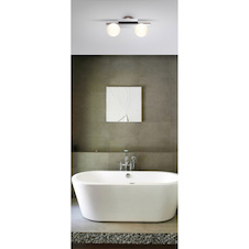 Stropní svítidlo, kov, chrom, sklo opál satinované, včetně LED 10676, IP44, interiérové, DxŠxV: 345x100x150, včetně žárovek 2xG9 LED 3W 230V, 260lm, 3000K.