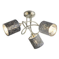 Stropní svítidlo, kov nikl matný, samet stříbrný, Ø460, V:275, bez žárovek 3xE14, max. 25W 230V.