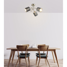 Stropní svítidlo, kov nikl matný, samet stříbrný, Ø460, V:275, bez žárovek 3xE14, max. 25W 230V.