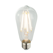 LED žárovka, sklo průhledné, E27 Edison, tvar hrušky, Ø6,4cm, V:14cm, 1xE27 LED 7W 230V, 800lm, 3000K.