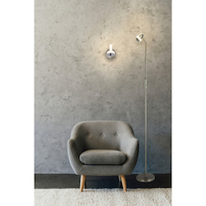 Nástěnné svítidlo, kov, nikl, chrom, satin plast, vypínač, ŠxV:90x140, H:150, včetně 1xLED 5W 230V, 310lm, 3000K.