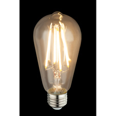 LED žárovka, sklo průhledné, E27 Edison, tvar hrušky, Ø64, V:140, 1xE27 LED 7W 230V, 800lm, 3000K.