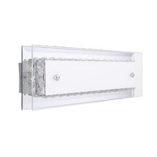 Nástěnné svítidlo, kov stříbrný, chrom, sklo opál, K9 křišťály průhledné, zrcadlo, ŠxV: 400x120, AL: 80, včetně 1xLED 10W 230V, 650lm, 3000K