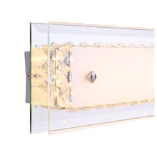 Nástěnné svítidlo, kov stříbrný, chrom, sklo opál, K9 křišťály průhledné, zrcadlo, ŠxV: 400x120, AL: 80, včetně 1xLED 10W 230V, 650lm, 3000K