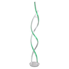 Stojací svítidlo, chrom, broušený hliník, K5 křišťály průhledné, stmívatelné, vypínač, dálkové ovládání, fixace barev, Ø200, V: 1160, LED 24W 230V, 1000lm, 3000K, RGB LED 12W 230V, změna barvy 3000-6000K