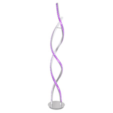 Stojací svítidlo, chrom, broušený hliník, K5 křišťály průhledné, stmívatelné, vypínač, dálkové ovládání, fixace barev, Ø200, V: 1160, LED 24W 230V, 1000lm, 3000K, RGB LED 12W 230V, změna barvy 3000-6000K