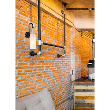 Nástěnné svítidlo, kov černý, akryl, saténová láhev, ŠxV: 100x350, H: 135, bez žárovky 1xE27 LED, max. 8W 230V