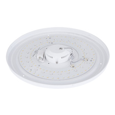 Stropní světlo kovové bílé, textil černý, akryl opál, paměťová funkce, noční světlo, stmívatelné, dálkové ovládání, měnič barev, barvy lze fixovat, duhový efekt, Ø40cm, H:11cm, LED 18W+RGB 5W 230V, 1440lm zdroj, 700lm výstup, 3000-6000K