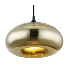 Závěsné svítidlo, kov černý, sklo se zlatým povrchem, Ø280, V: 1200, bez žárovky 1xE27, max. 60W 230V