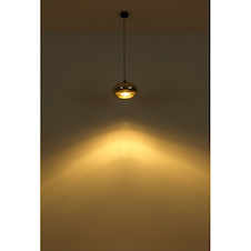 Závěsné svítidlo, kov černý, sklo se zlatým povrchem, Ø280, V: 1200, bez žárovky 1xE27, max. 60W 230V