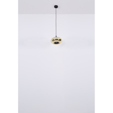 Závěsné svítidlo, kov černý, sklo se zlatým povrchem, Ø280, V: 1200, bez žárovky 1xE27, max. 60W 230V