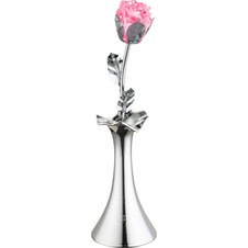 Dekorativní svítidlo, chrom, akryl, váza s růžičkou, vypínač, změna barvy světla, bez baterií 3xAAA 1.5V, Ø82, V: 290, 1xRGB LED 0.06W 4.5V, multicolor.