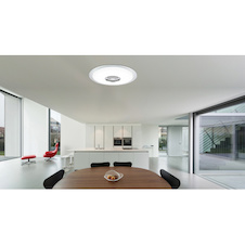 Stropní svítidlo, kov bílý, chrom, akryl bílý, K5 křišťál, třpytivý efekt, reproduktor, ovládání mobilní aplikací, stmívatelné, dálkové ovládání, Ø600, V:61, LED 36W 230V, 2300lm, 1xRGB LED 3W 12V, změna barvy světla 3000-4500-6000K