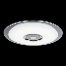 Stropní svítidlo, kov bílý, chrom, akryl bílý, K5 křišťál, třpytivý efekt, reproduktor, ovládání mobilní aplikací, stmívatelné, dálkové ovládání, Ø600, V:61, LED 36W 230V, 2300lm, 1xRGB LED 3W 12V, změna barvy světla 3000-4500-6000K