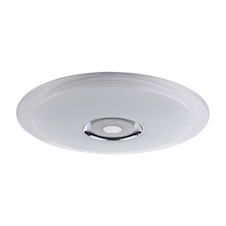 Stropní svítidlo, kov bílý, chrom, akryl bílý, K5 křišťál, třpytivý efekt, reproduktor, ovládání mobilní aplikací, stmívatelné, dálkové ovládání, Ø600, V:61, LED 36W 230V, 2300lm, 1xRGB LED 3W 12V, změna barvy světla 3000-4500-6000K