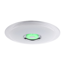 Stropní svítidlo, kov bílý, chrom, akryl bílý, K5 křišťál, třpytivý efekt, reproduktor, ovládání mobilní aplikací, stmívatelné, dálkové ovládání, Ø600, V:61, LED 36W 230V, 2300lm, 1xRGB LED 3W 12V, změna barvy světla 3000-4500-6000K