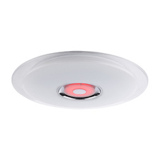 Stropní svítidlo, kov bílý, chrom, akryl bílý, K5 křišťál, třpytivý efekt, reproduktor, ovládání mobilní aplikací, stmívatelné, dálkové ovládání, Ø600, V:61, LED 36W 230V, 2300lm, 1xRGB LED 3W 12V, změna barvy světla 3000-4500-6000K