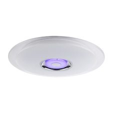 Stropní svítidlo, kov bílý, chrom, akryl bílý, K5 křišťál, třpytivý efekt, reproduktor, ovládání mobilní aplikací, stmívatelné, dálkové ovládání, Ø600, V:61, LED 36W 230V, 2300lm, 1xRGB LED 3W 12V, změna barvy světla 3000-4500-6000K