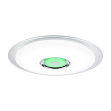 Stropní svítidlo, kov bílý, chrom, akryl bílý, K5 křišťál, třpytivý efekt, reproduktor, ovládání mobilní aplikací, stmívatelné, dálkové ovládání, Ø600, V:61, LED 36W 230V, 2300lm, 1xRGB LED 3W 12V, změna barvy světla 3000-4500-6000K