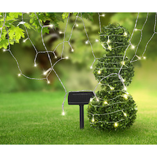 Solární světelný řetěz plast černý, plast průhledný, součástí balení baterie AAA 600mAh 1,2V, IP44, kabel od. Solární panel pro 1. LED 3m, rozteč LED 15cm, DxŠxV:20000x4x270mm, délka kabelu 3000mm, vč.120x LED 0,06W 3,2V