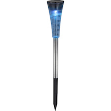 Solární svítidlo, nerezová ocel, plast průhledný satinovaný, 5ks blistr balení, IP44, měnič barev, včetně 1x40 mAh 1,2V, Ø40mm, V:270mm, včetně 1xRGB LED 0,06W 3,2V, multicolor