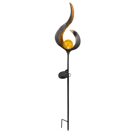 Solární svítidlo, kov bronzový, sklo průhledné, imitace prasklého skla, IP44, 1xAAA 600mAh 1,2V, DxŠxV:167x60x900mm, včetně 1xLED 0,02W 3V