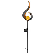 Solární svítidlo, kov bronzový, sklo průhledné, imitace prasklého skla, IP44, 1xAAA 600mAh 1,2V, DxŠxV:167x60x900mm, včetně 1xLED 0,02W 3V