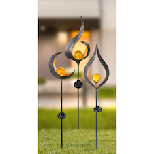 Solární svítidlo, kov bronzový, sklo průhledné, imitace prasklého skla, IP44, 1xAAA 600mAh 1,2V, DxŠxV:167x60x900mm, včetně 1xLED 0,02W 3V