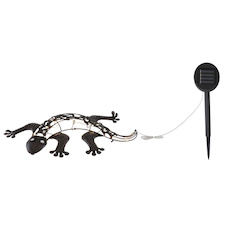 Solární svítidlo, kov bronzový, plast satinovaný, gekon, 2 úrovně: blikání nebo pevné, IP44, vypínač,včetně 1xAA Ni-Mh 300mAh 1,2V,DxŠxV:500x250x50mm, včetně 25xLED 0,06W 3K, 3