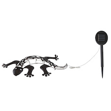 Solární svítidlo, kov bronzový, plast satinovaný, gekon, 2 úrovně: blikání nebo pevné, IP44, vypínač,včetně 1xAA Ni-Mh 300mAh 1,2V,DxŠxV:500x250x50mm, včetně 25xLED 0,06W 3K, 3