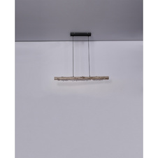 Závěsné svítidlo kov černý mat, dřevo přírodní barva, akrylové krystaly čiré, textilní kabel černý, paměťová funkce, 3 úrovně pomocí nástěnného spínače 100-40-10%, DxŠxV: 1000x80x1500mm, včetně LED 15W 230V, 1500lm Zdroj, 980lm Výkon, 3000K