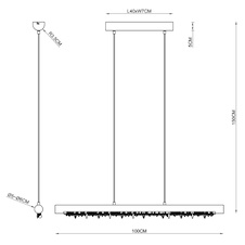Závěsné svítidlo kov černý mat, dřevo přírodní barva, akrylové krystaly čiré, textilní kabel černý, paměťová funkce, 3 úrovně pomocí nástěnného spínače 100-40-10%, DxŠxV: 1000x80x1500mm, včetně LED 15W 230V, 1500lm Zdroj, 980lm Výkon, 3000K