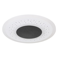 Stropní svítidlo, kov bílý a černý, akryl opál, stmívatelné, vícekrokové ovládání přes nástěnný vypínač, fixace barvy, paměť, noční světlo, dál.ovládání, 2x AAA, Ø46cm, V:6cm, LED 44W 230V, 345-4765lm zdroj ,168-2083lm výstup, 2700-6000K