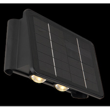 Solární svítidlo plast černý, plast čirý, vypínač, směr světla: nahoru a dolů, součástí balení baterie CR18650 1300mAh 3,7V, IP54, DxŠxV:170x64x108mm, vč.LED 1W 3,2V, výstup 40lm, 3000K