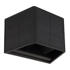 Solární svítidlo plast černý, plast čirý, vypínač, směr svícení nahoru a dolů, stínítkem lze nastavit světelný kužel, součástí balení baterie CR18650 1300mAh 3,7V, IP54, ŠxVxH:154x99x96mm, včetně LED 6W 3,2V, 70lm zdroj, 40lm výstup, 3000K