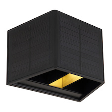 Solární svítidlo plast černý, plast čirý, vypínač, směr svícení nahoru a dolů, stínítkem lze nastavit světelný kužel, součástí balení baterie CR18650 1300mAh 3,7V, IP54, ŠxVxH:154x99x96mm, včetně LED 6W 3,2V, 70lm zdroj, 40lm výstup, 3000K