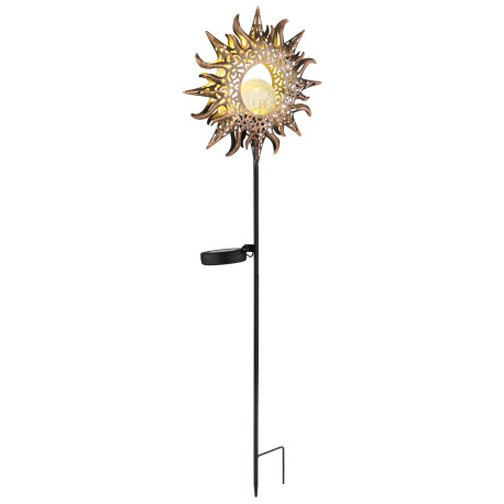 Solární svítidlo, plast černý, zlatý, imitace prasklého skla, RGB měnič barev, včetně baterie AAA 300mAh 1.2V, IP44, DxŠxV:225x100x335mm, včetně RGB LED 0.06W 3V