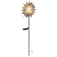 Solární svítidlo, plast černý, zlatý, imitace prasklého skla, RGB měnič barev, včetně baterie AAA 300mAh 1.2V, IP44, DxŠxV:225x100x335mm, včetně RGB LED 0.06W 3V