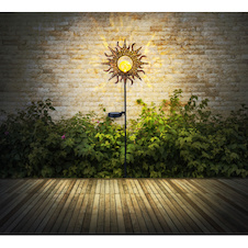 Solární svítidlo, plast černý, zlatý, imitace prasklého skla, RGB měnič barev, včetně baterie AAA 300mAh 1.2V, IP44, DxŠxV:225x100x335mm, včetně RGB LED 0.06W 3V