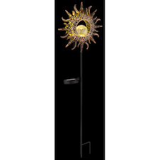 Solární svítidlo, plast černý, zlatý, imitace prasklého skla, RGB měnič barev, včetně baterie AAA 300mAh 1.2V, IP44, DxŠxV:225x100x335mm, včetně RGB LED 0.06W 3V