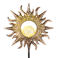 Solární svítidlo, plast černý, zlatý, imitace prasklého skla, RGB měnič barev, včetně baterie AAA 300mAh 1.2V, IP44, DxŠxV:225x100x335mm, včetně RGB LED 0.06W 3V